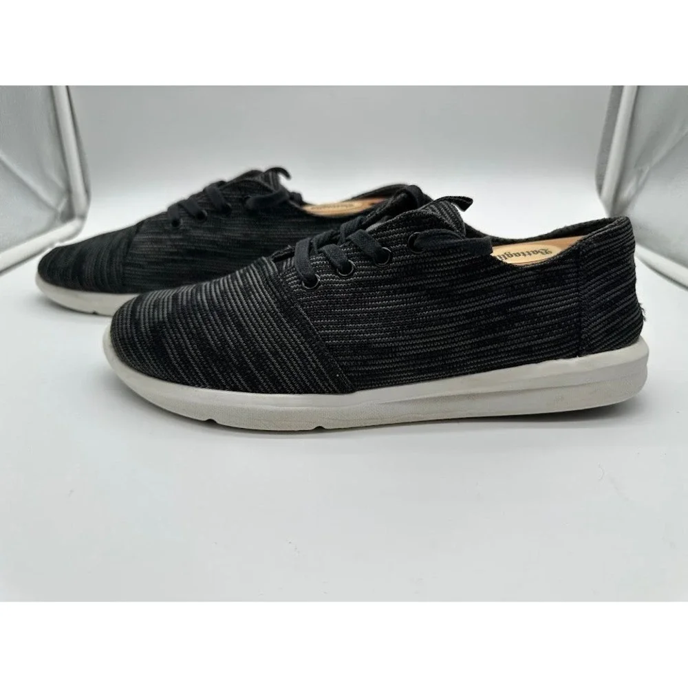 TOMS Del Rey Mens Sneakers Black Grey Space Dye Knit Lace Up Shoes Size 9